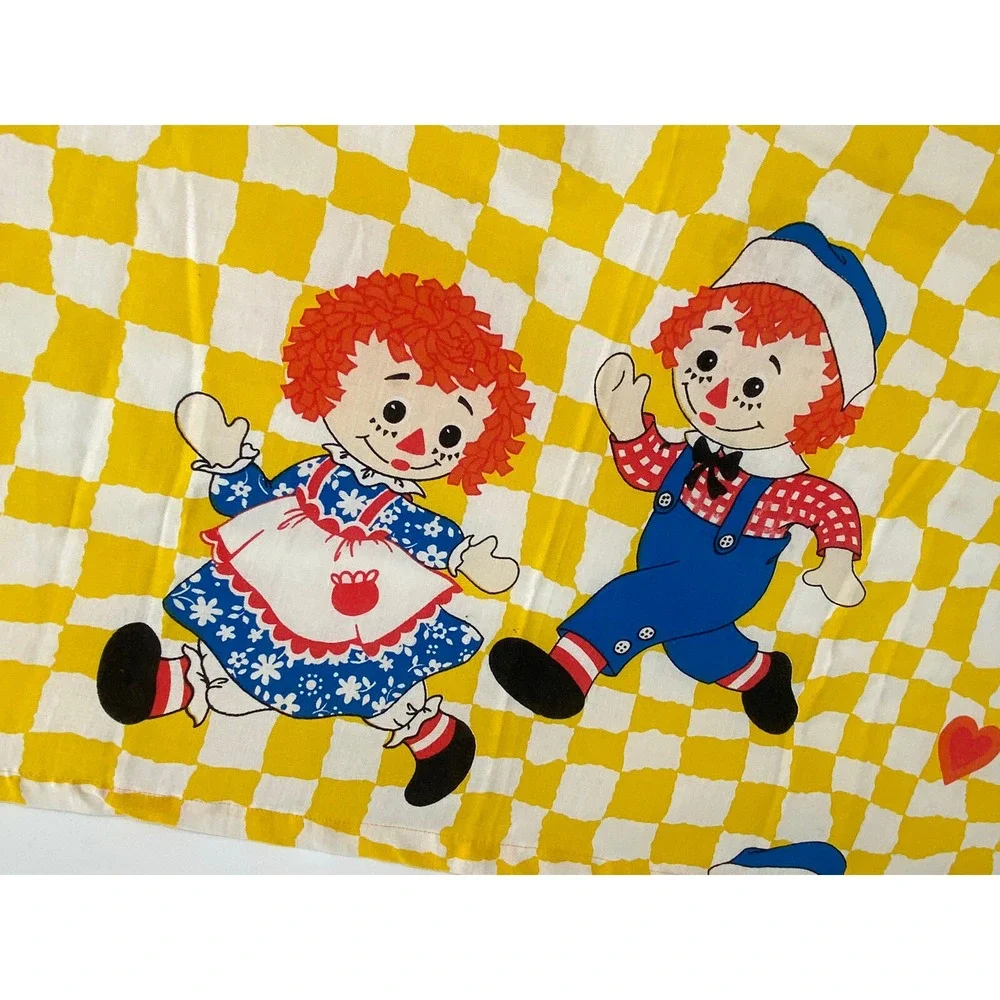 Vintage Raggedy Ann Andy Flat Sheet The Bobbs Merrill‎ Co JC Penney 1970's
